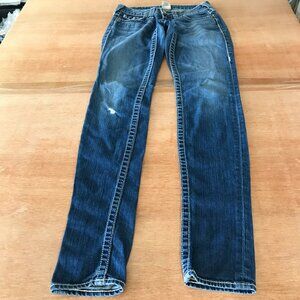 True Religion World Tour Julie Skinny Jeans Women 25 Blue Low Rise Flap Pockets
